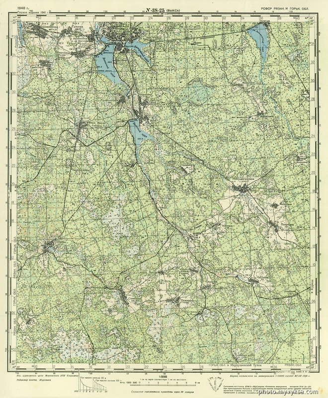 Карта Выксы и юга района 40-е года